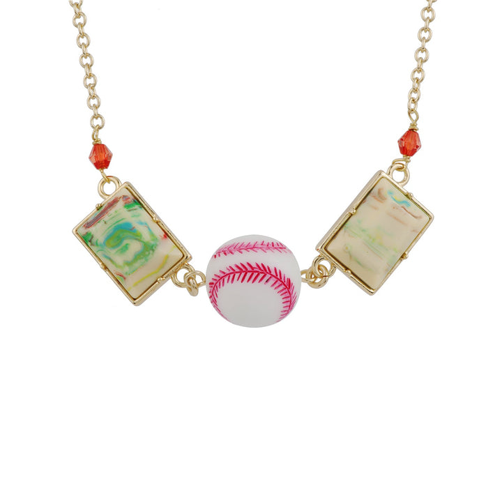 Theé Sports Dome Baseball And Fancy Yellow Cabochon Baseball Necklace | ACSD3041 - Les Nereides