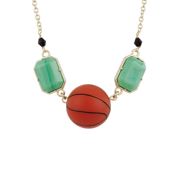 Theé Sports Dome Basketball And Fancy Green Cabochon Basketball Necklace | ACSD3021 - Les Nereides