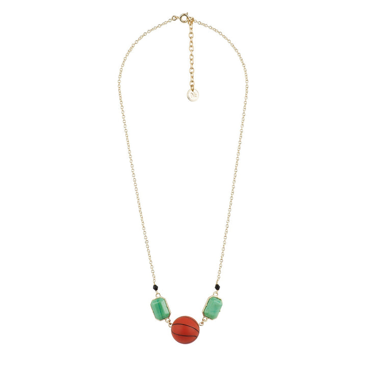 Theé Sports Dome Basketball And Fancy Green Cabochon Basketball Necklace | ACSD3021 - Les Nereides