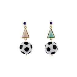 Theé Sports Dome Soccer Ball And Fancy Rainbow Cabochon Football Earrings | ACSD1051 - Les Nereides
