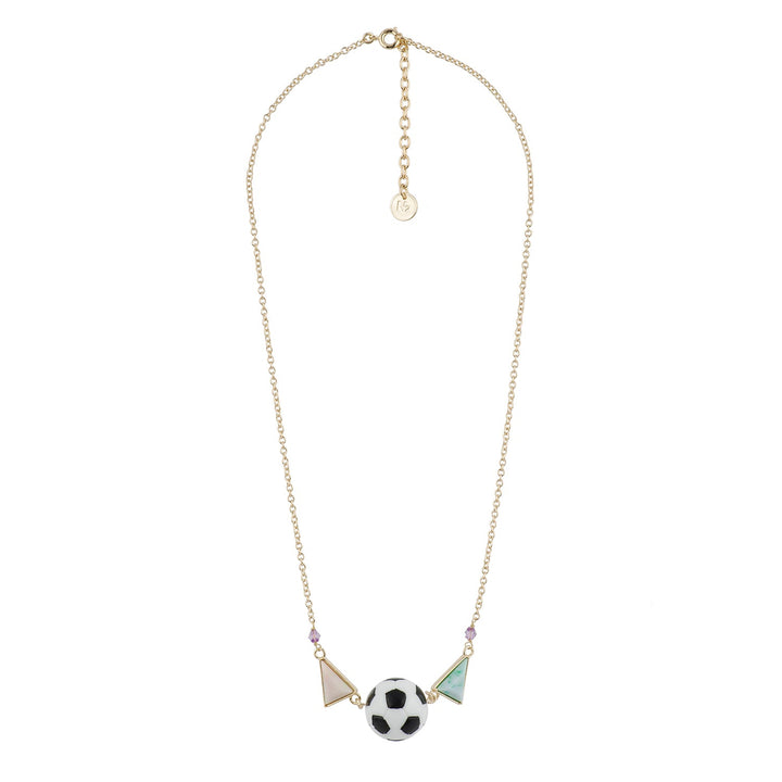 Theé Sports Dome Soccer Ball And Fancy Rainbow Cabochon Football Necklace | ACSD3051 - Les Nereides