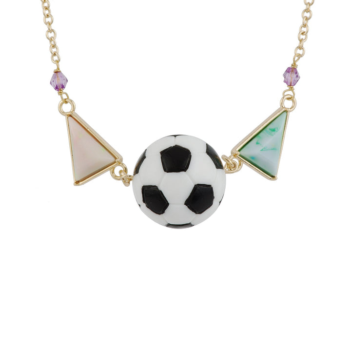 Theé Sports Dome Soccer Ball And Fancy Rainbow Cabochon Football Necklace | ACSD3051 - Les Nereides