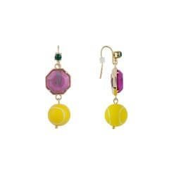 Theé Sports Dome Tennis Ball And Fancy Pink Cabochon Tennis Earrings | ACSD1031 - Les Nereides