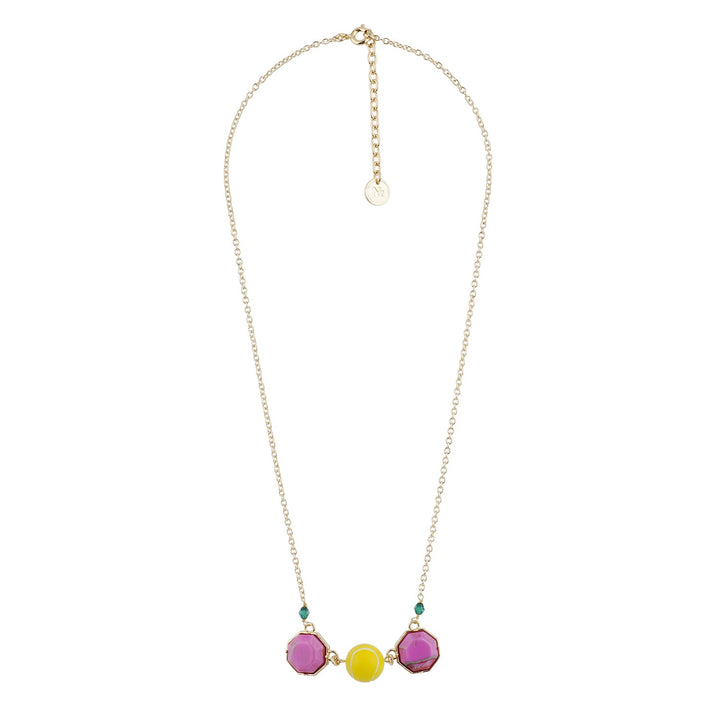 Theé Sports Dome Tennis Ball And Fancy Pink Cabochon Tennis Necklace | ACSD3031 - Les Nereides
