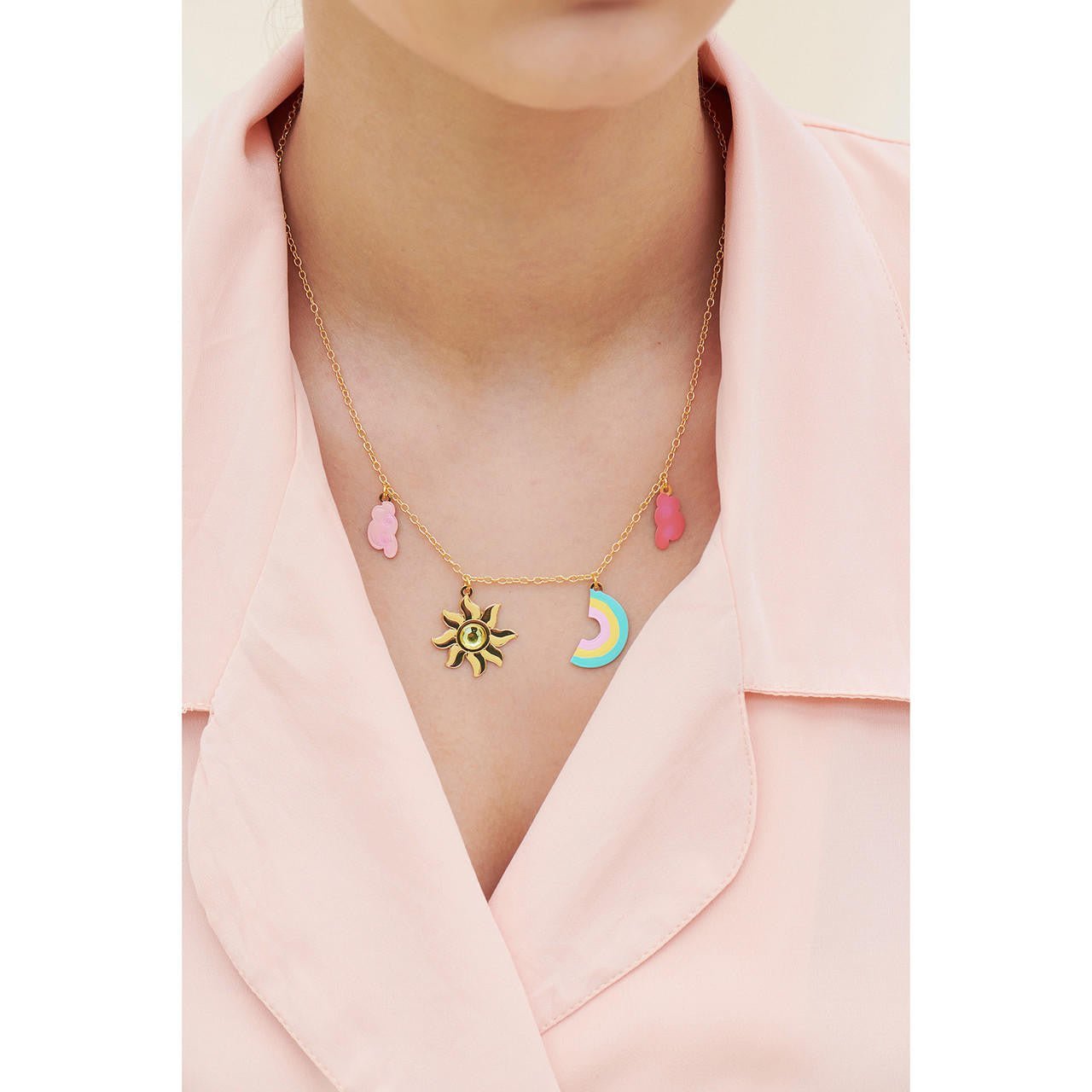 Theé Toto & Dorothy Cloud, Sun And Rainbow Pendant Necklace | ANOZ3051 - Les Nereides