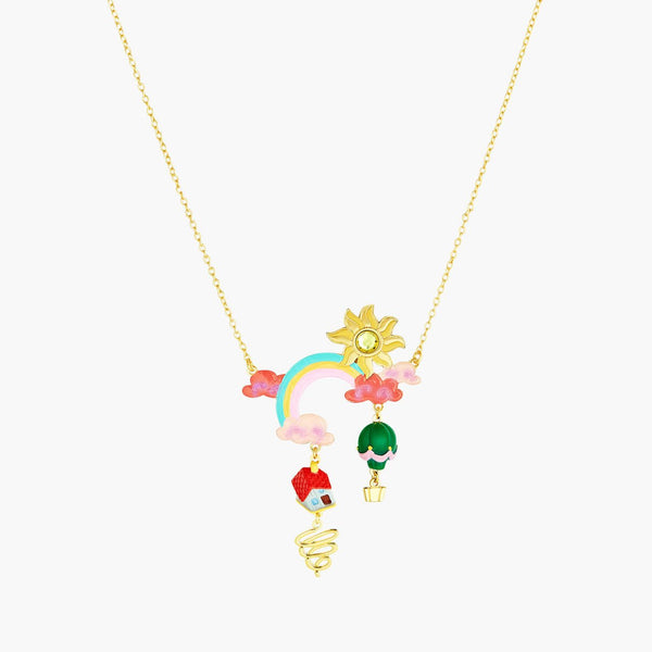Theé Toto & Dorothy Clouds, Sun, Rainbow, House And Hot Air Balloon Pendant Necklace | ANOZ3041 - Les Nereides