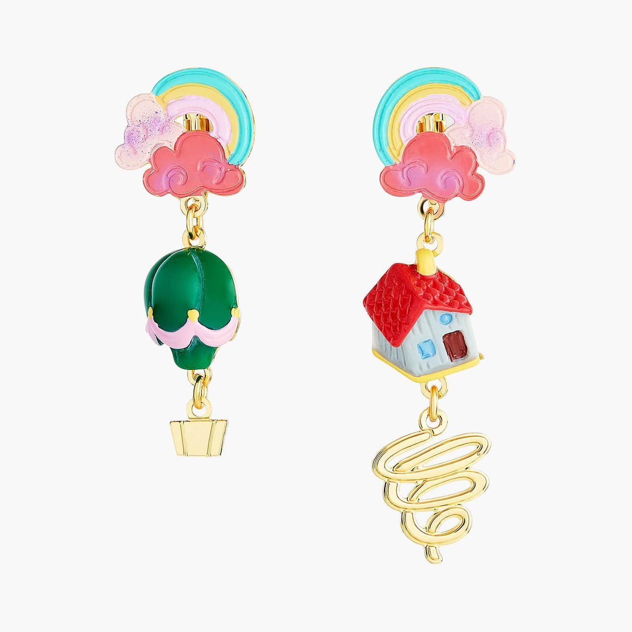 Theé Toto & Dorothy Rainbow House And Hot Air Balloon Earrings | ANOZ104C/1 - Les Nereides
