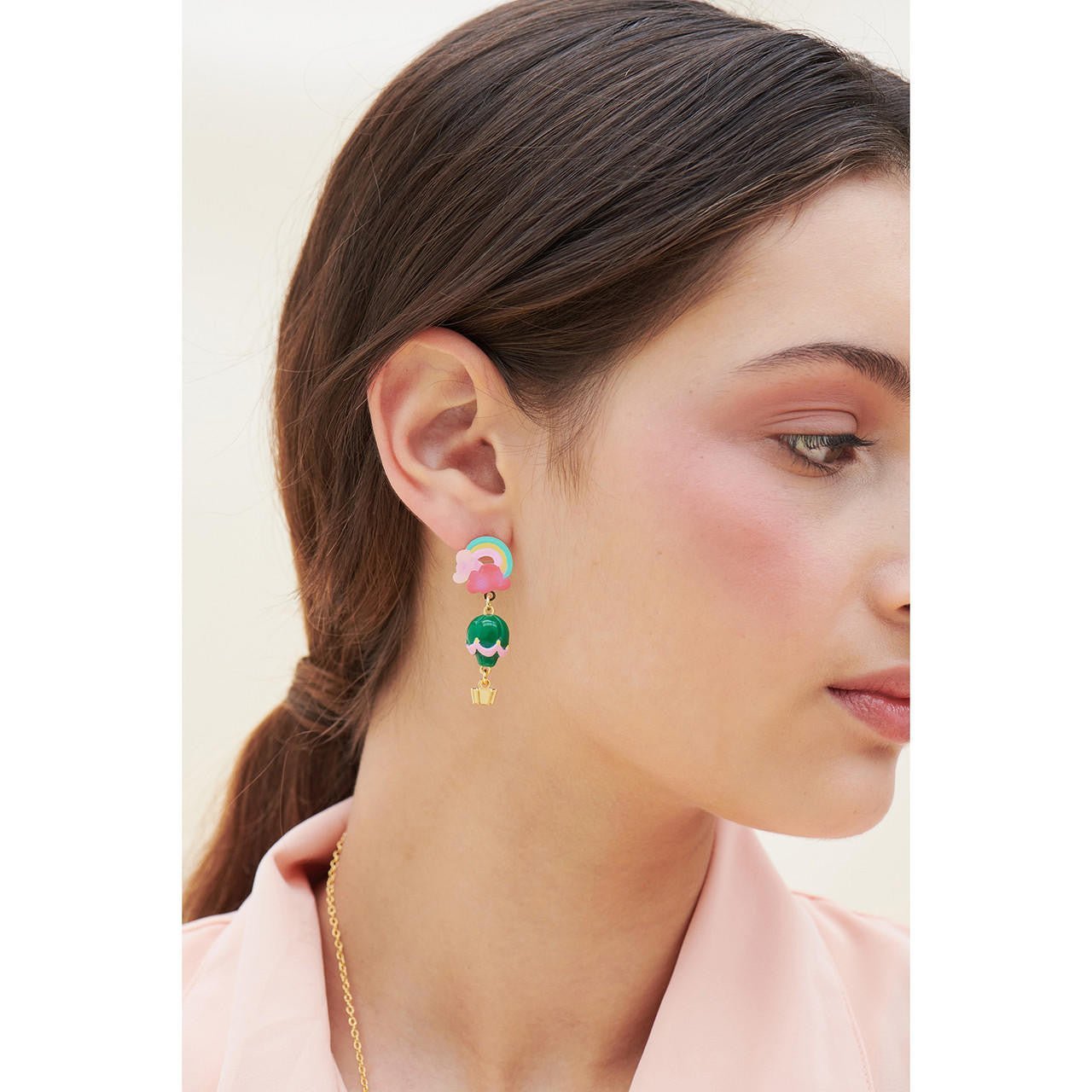 Theé Toto & Dorothy Rainbow House And Hot Air Balloon Earrings | ANOZ104C/1 - Les Nereides