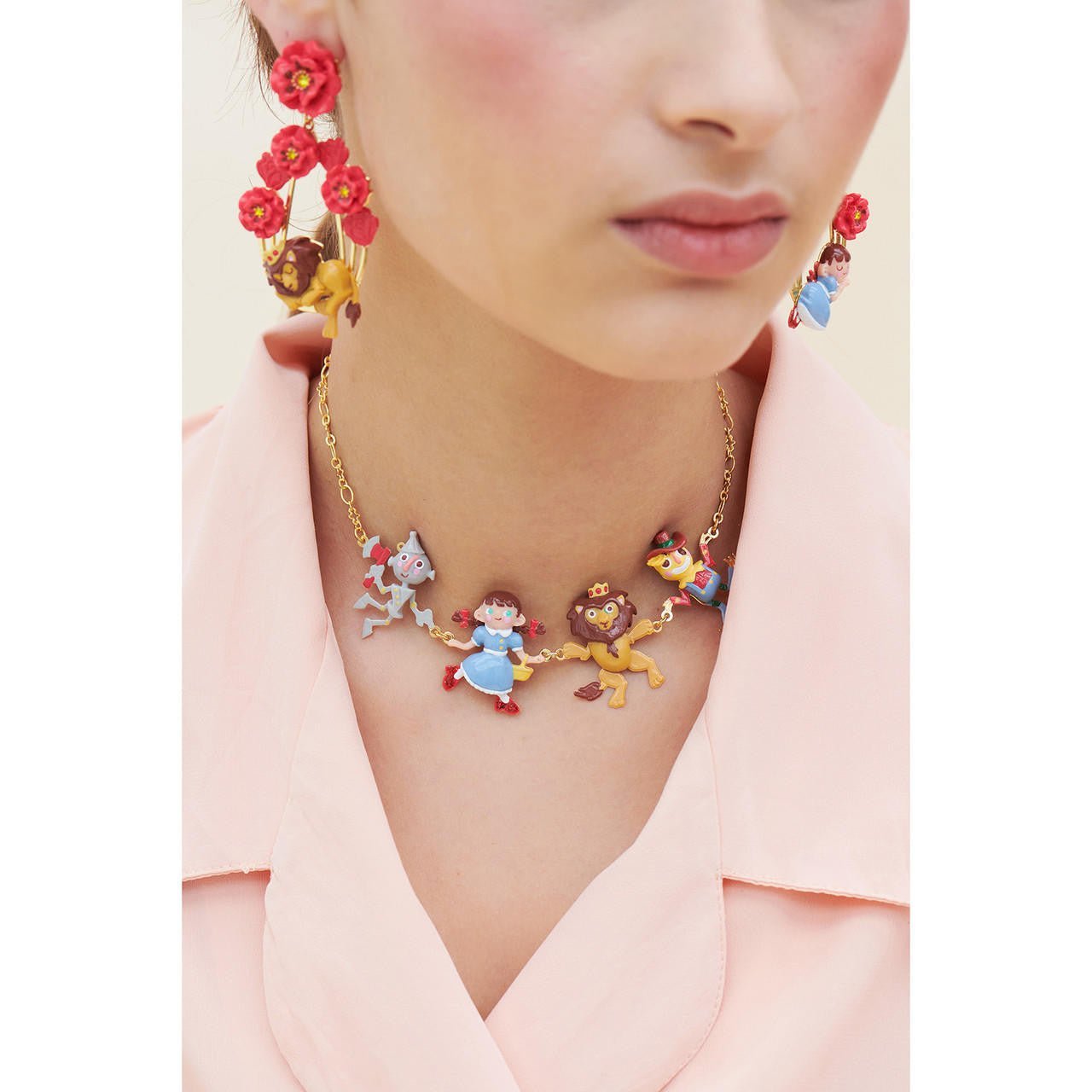Theé Toto & Dorothy Theé Tin Man, Dorothy, Theé Cowardly Lion And Theé Scarecrow Statement Necklace | ANOZ3011 - Les Nereides