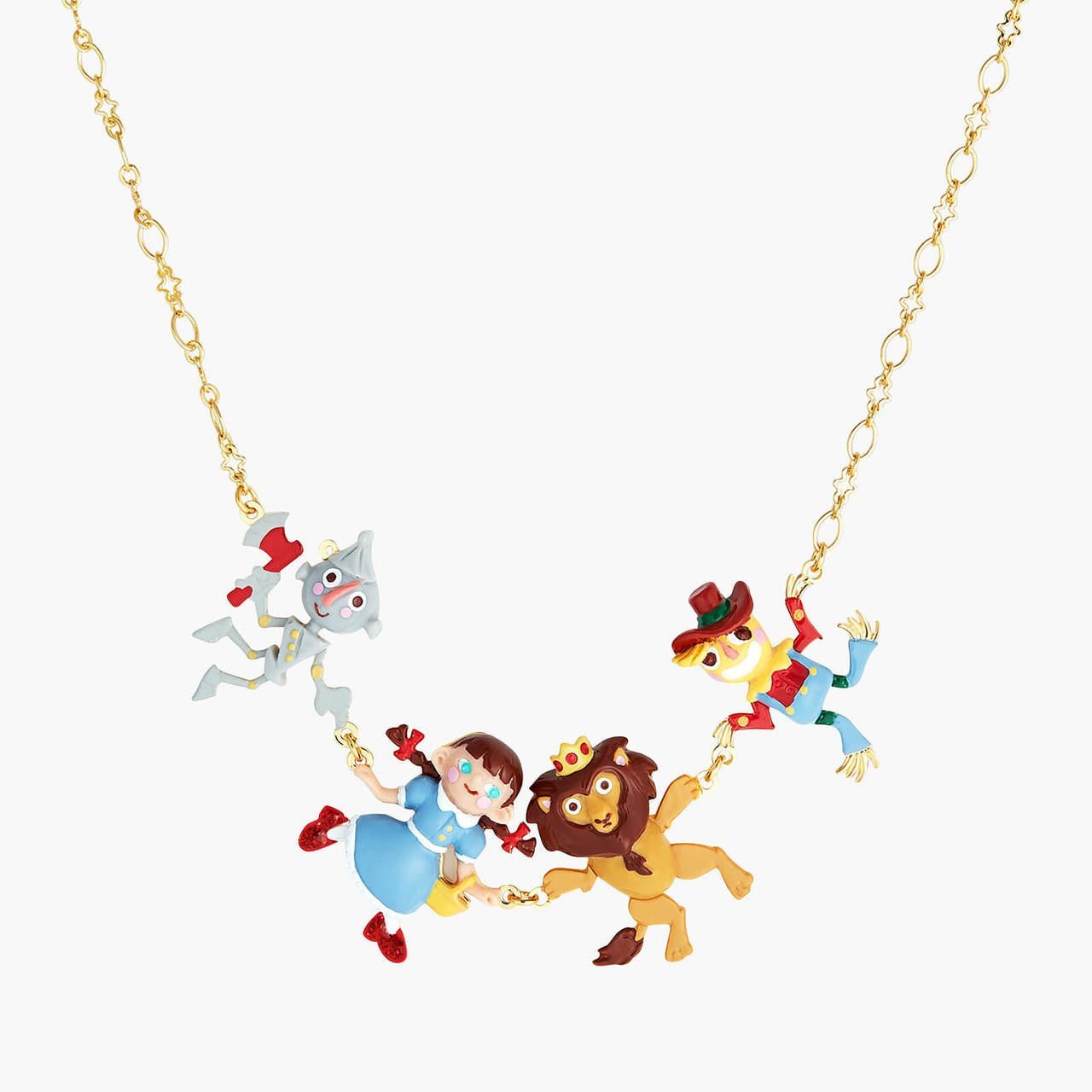 Theé Toto & Dorothy Theé Tin Man, Dorothy, Theé Cowardly Lion And Theé Scarecrow Statement Necklace | ANOZ3011 - Les Nereides
