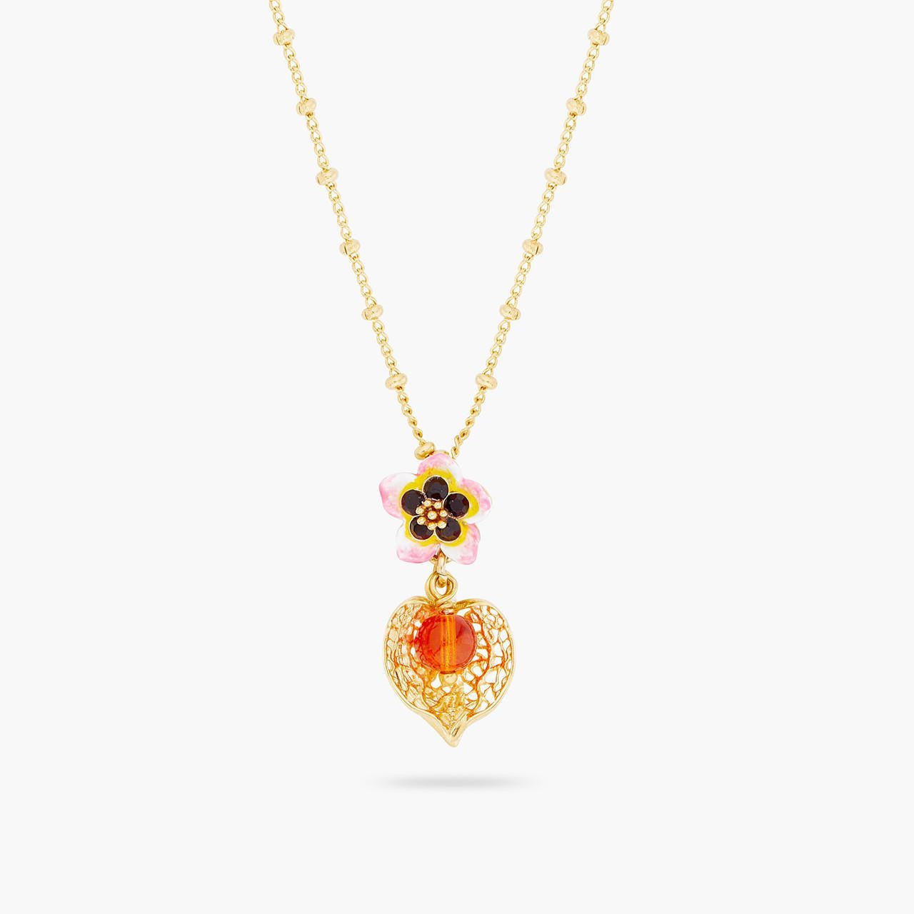 Tiaré Flower And Physalis Pendant Necklace | ARPA3031 - Les Nereides