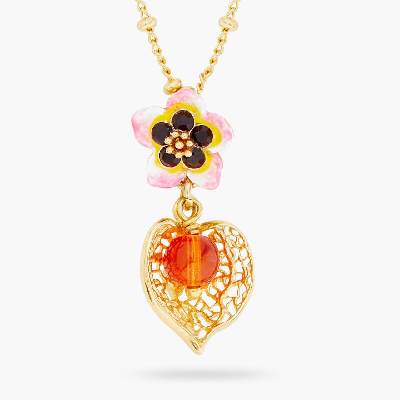 Tiaré Flower And Physalis Pendant Necklace | ARPA3031 - Les Nereides