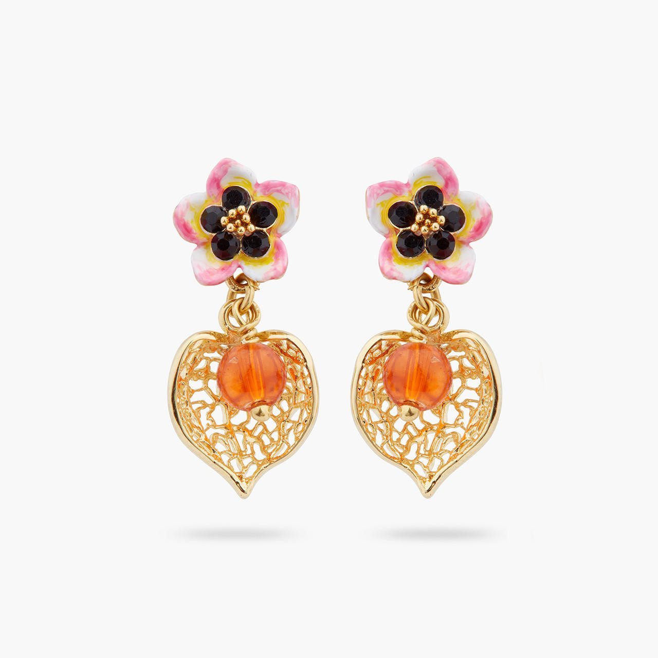 Tiaré Flower And Physalis Sleeper Earrings | ARPA1051 - Les Nereides