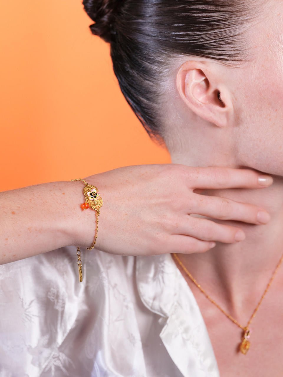 Tiaré Flower And Physalis Thin Bracelet | ARPA2031 - Les Nereides