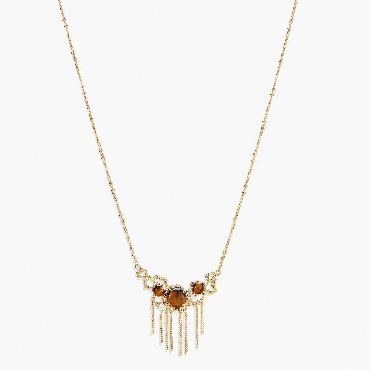 Tiger Eye And Gold Links Statement Necklace | APTM3041 - Les Nereides