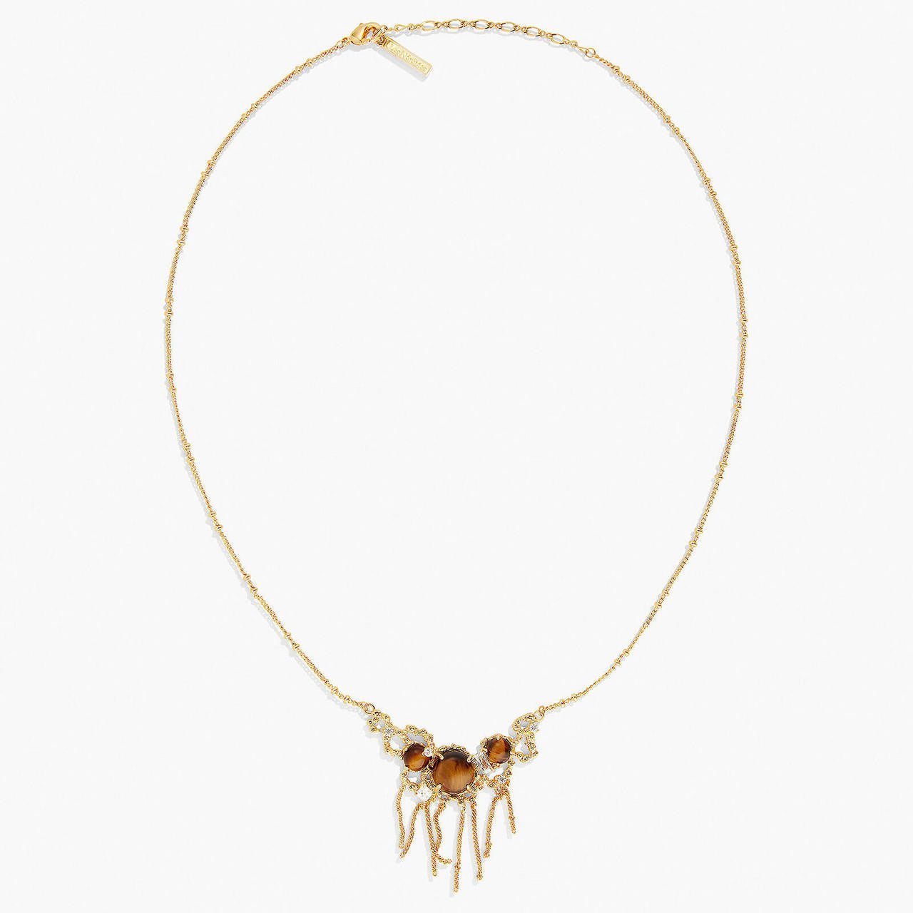 Tiger Eye And Gold Links Statement Necklace | APTM3041 - Les Nereides