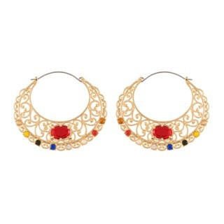 Tresors de Pondichery Large Hoops & Faceted Crystal Earrings | AETP1051 - Les Nereides