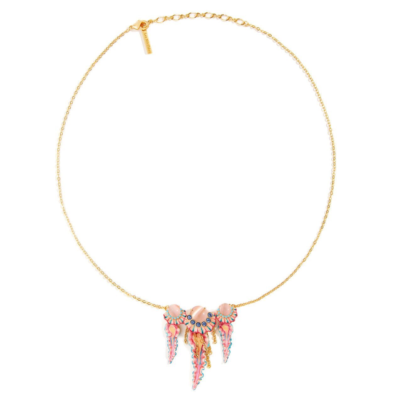 Trio Of Blue And Pink Jellyfish Pendant Necklace | AOGL3061 - Les Nereides