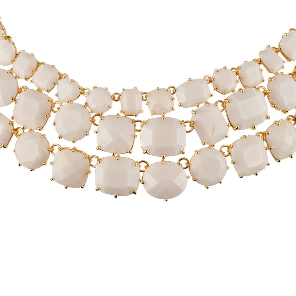 Triple Row La Diamantine 49Cm Beige Rose Necklace | ADLD3171 - Les Nereides