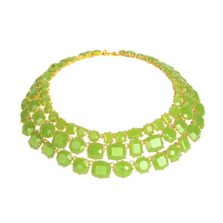 Triple Row La Diamantine 49Cm Green Necklace | ABLD3171 - Les Nereides