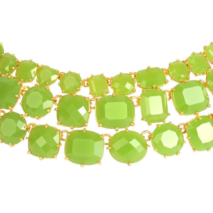 Triple Row La Diamantine 49Cm Green Necklace | ABLD3171 - Les Nereides