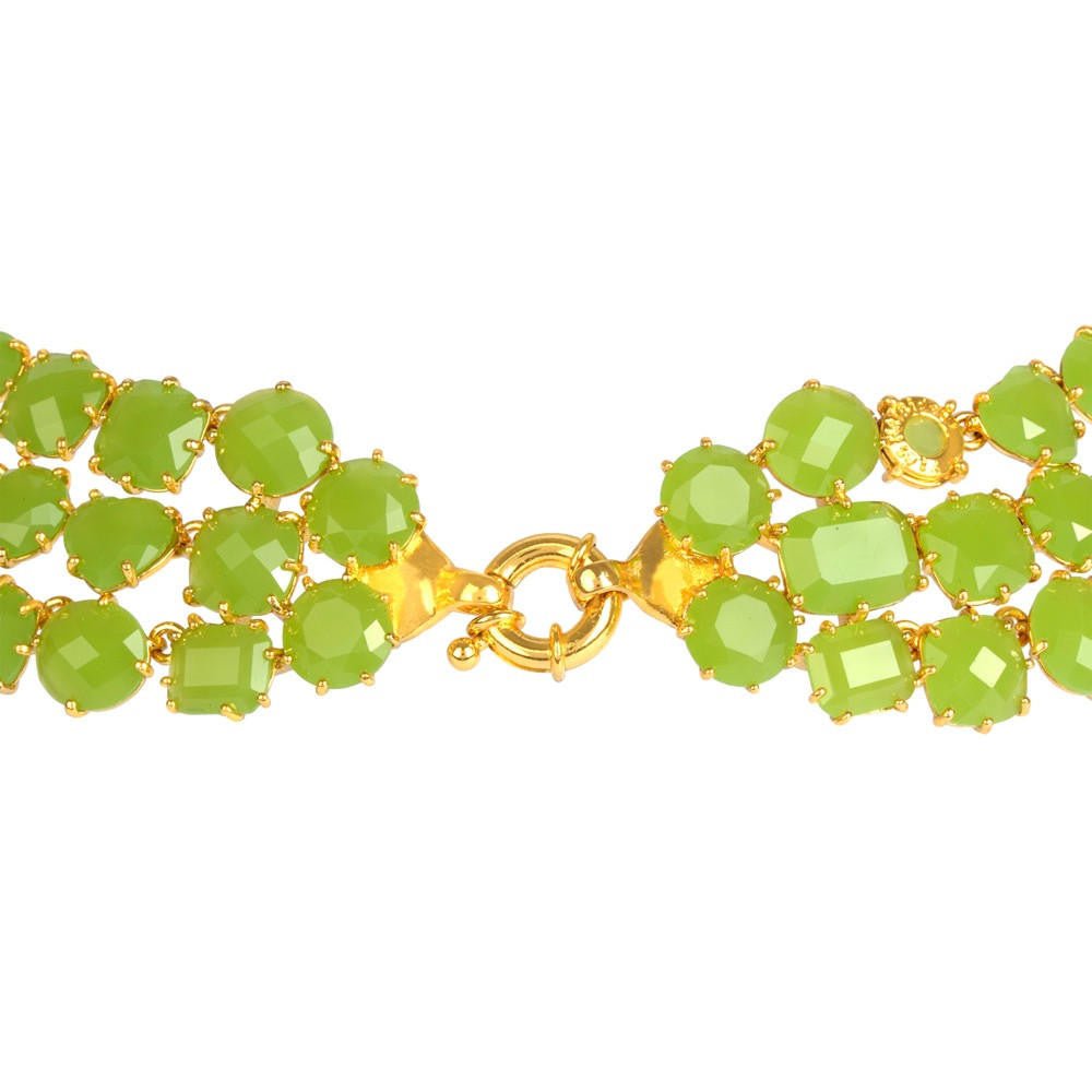 Triple Row La Diamantine 49Cm Green Necklace | ABLD3171 - Les Nereides