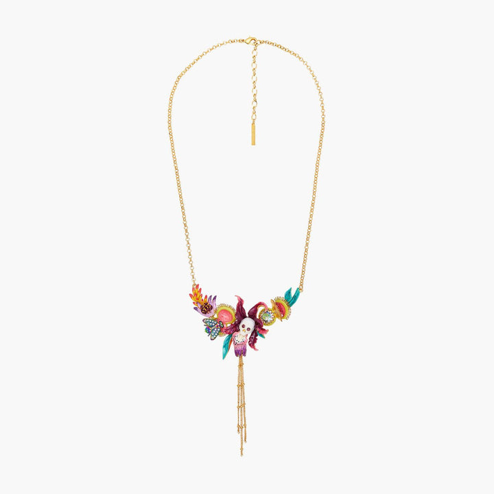 Tropical Flowers And Vanitas Statement Necklace | AOOC3091 - Les Nereides