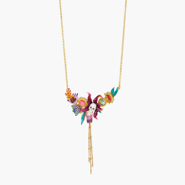 Tropical Flowers And Vanitas Statement Necklace | AOOC3091 - Les Nereides