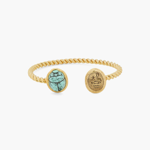 Turquoise Scarab Beetle And Egyptian Hieroglyph Bangle Bracelet | ASNI2021 - Les Nereides