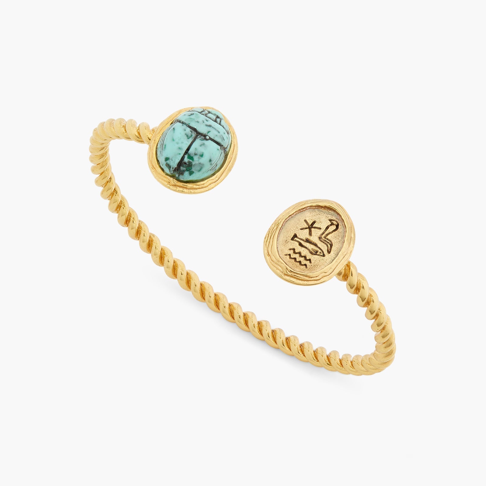 Turquoise Scarab Beetle And Egyptian Hieroglyph Bangle Bracelet | ASNI2021 - Les Nereides