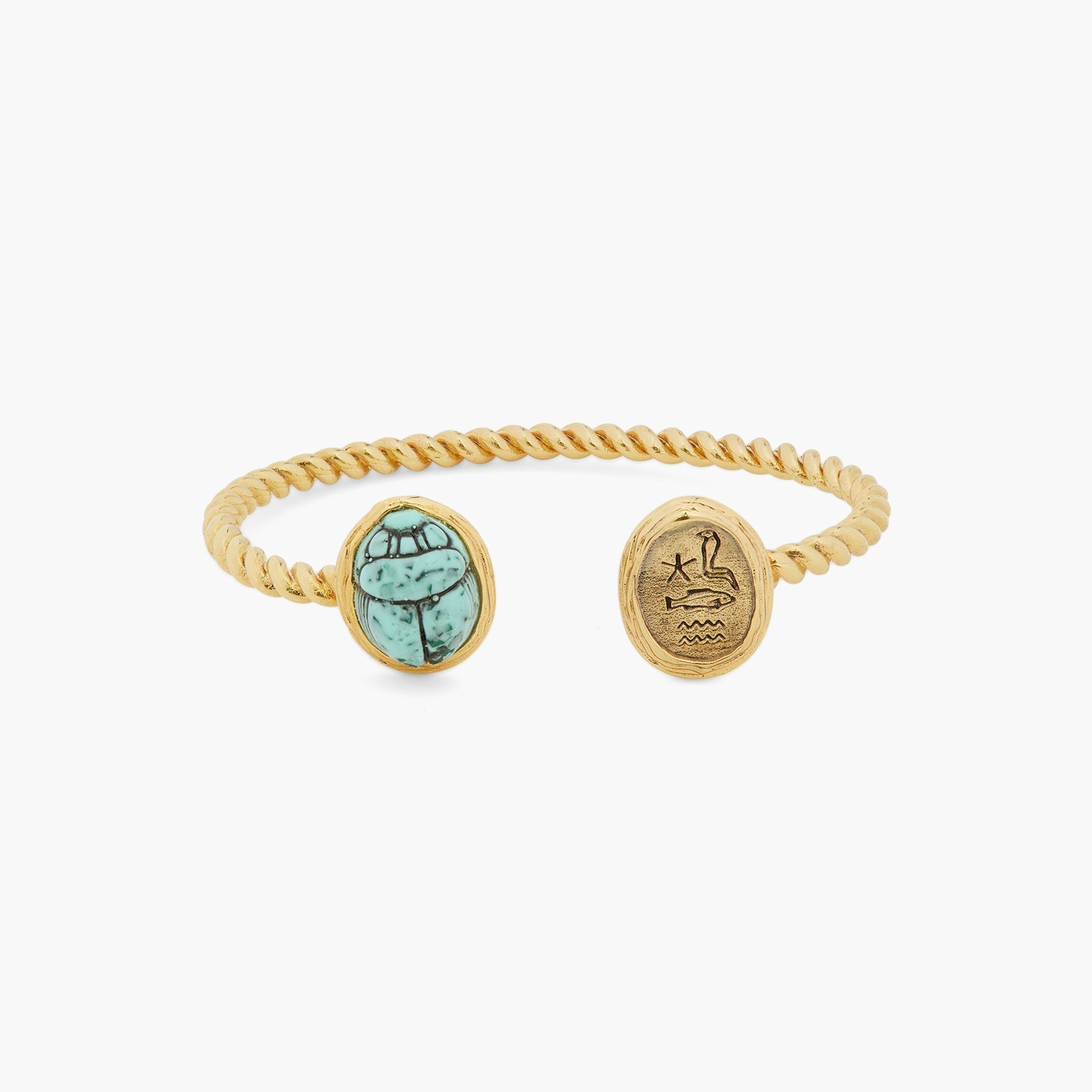 Turquoise Scarab Beetle And Egyptian Hieroglyph Bangle Bracelet | ASNI2021 - Les Nereides