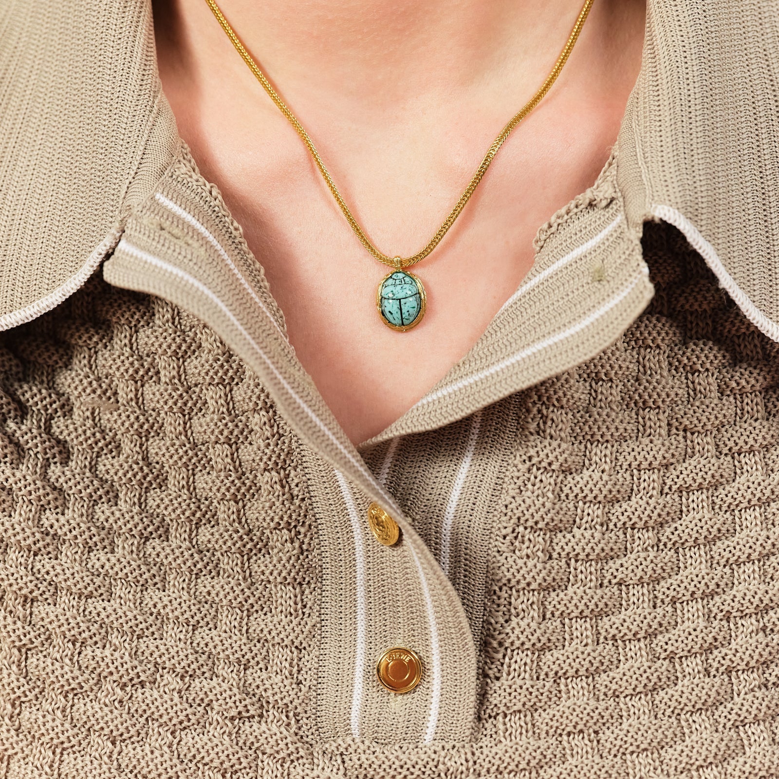 Turquoise Scarab Beetle Pendant Necklace | ASNI3031 - Les Nereides