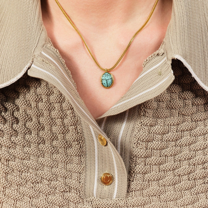 Turquoise Scarab Beetle Pendant Necklace | ASNI3031 - Les Nereides
