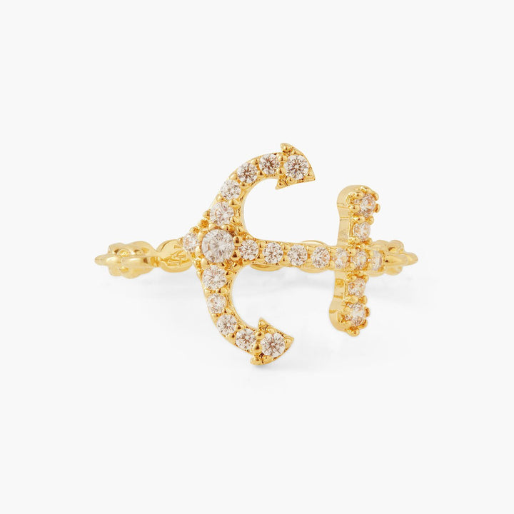 Twisted Anchor Adjustable Ring | AQMP6021 - Les Nereides