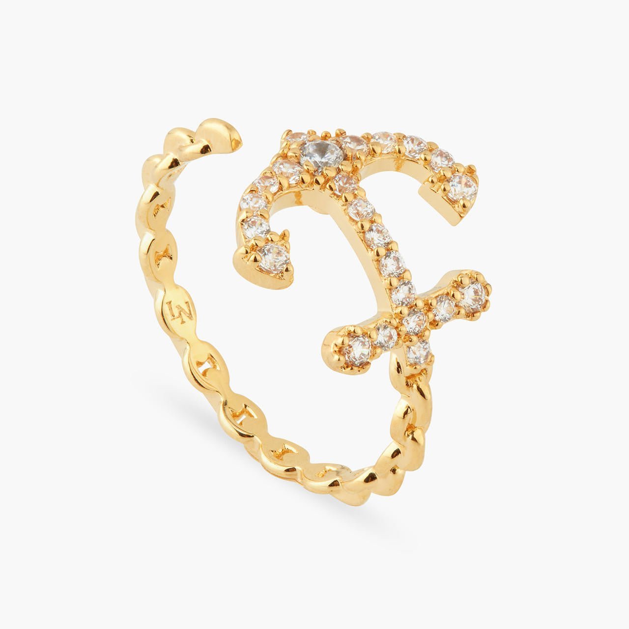 Twisted Anchor Adjustable Ring | AQMP6021 - Les Nereides