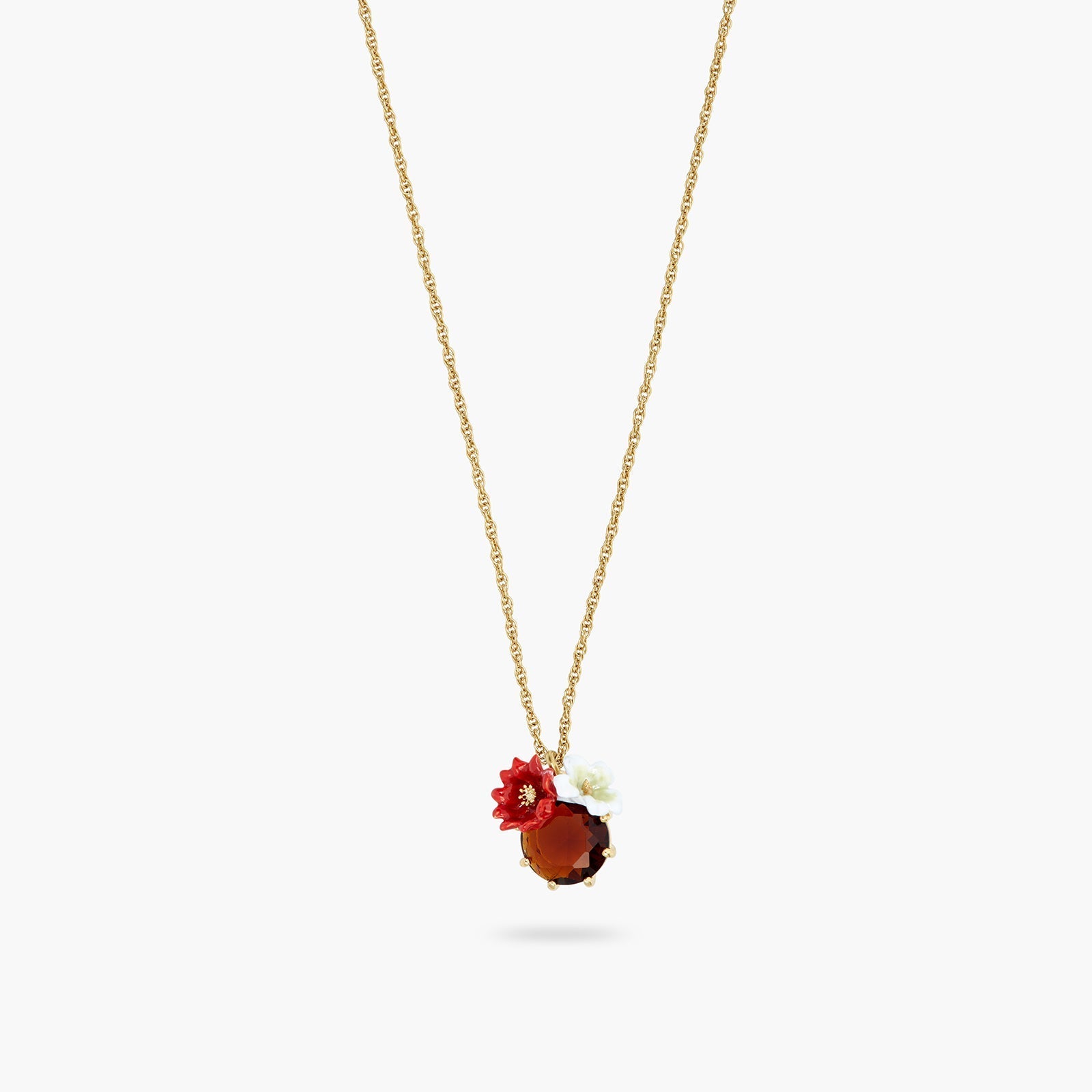 Two Flowers And Faceted crystal Pendant Necklace | ASTM3021 - Les Nereides