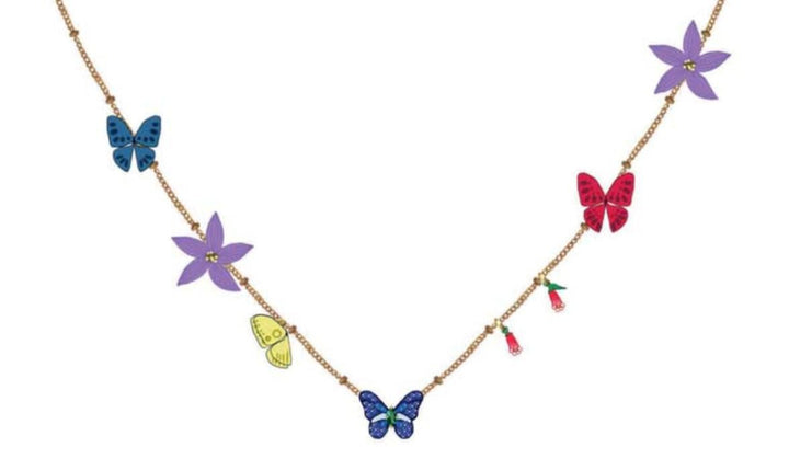 Ulysses Butterfly And Australian Flowers Long Necklace | AKEP306 - Les Nereides