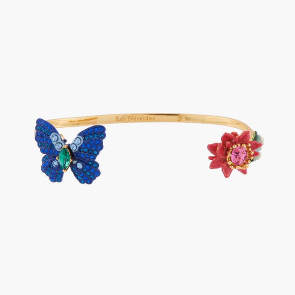 Ulysses Butterfly And Waratah Flower Bangle Bracelet | Akep204/11 - Les Nereides