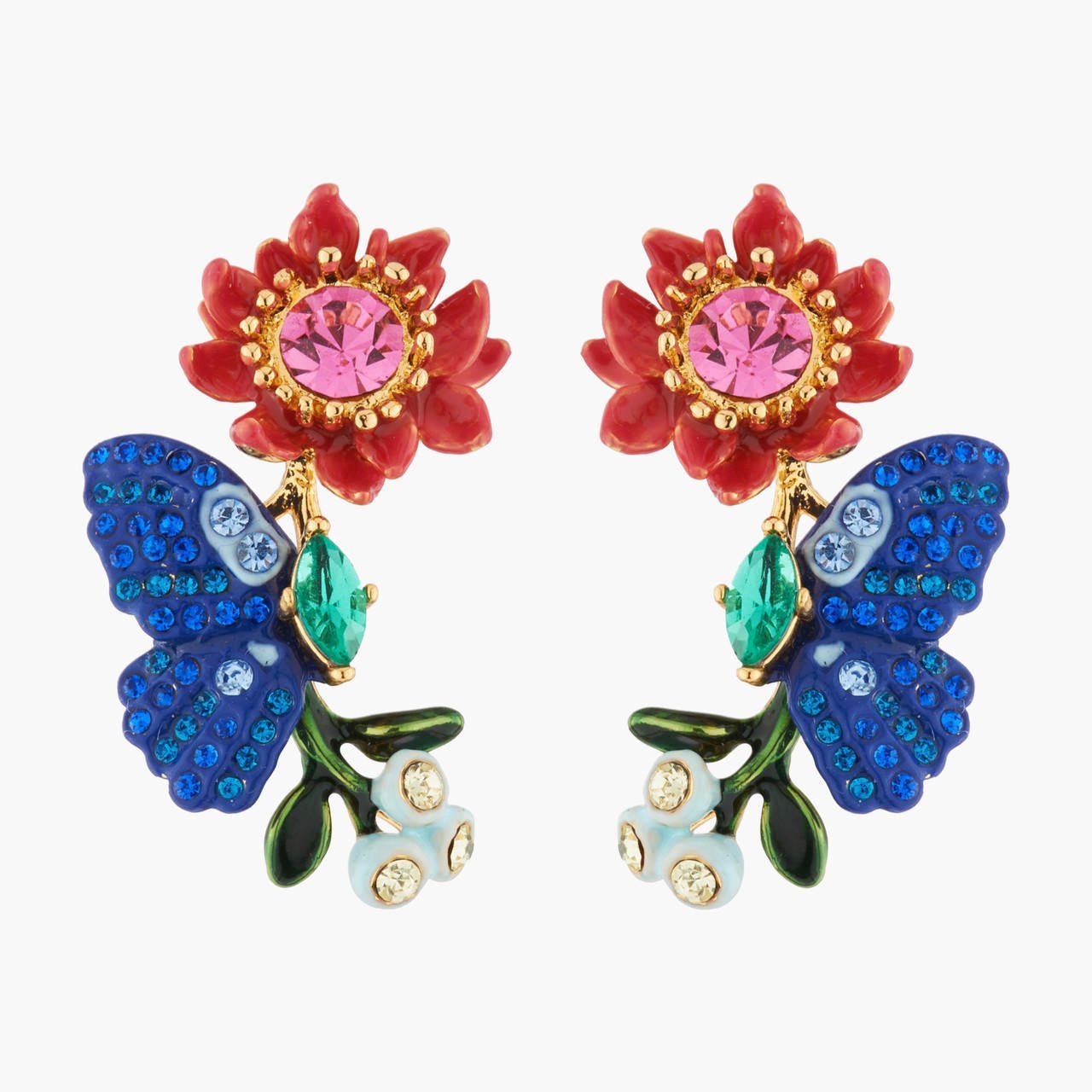 Ulysses Butterfly And Waratah Flower Tub Earrings | AKEP101 - Les Nereides