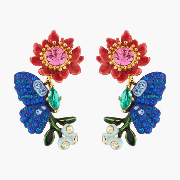 Ulysses Butterfly And Waratah Flower Tub Earrings | AKEP101 - Les Nereides