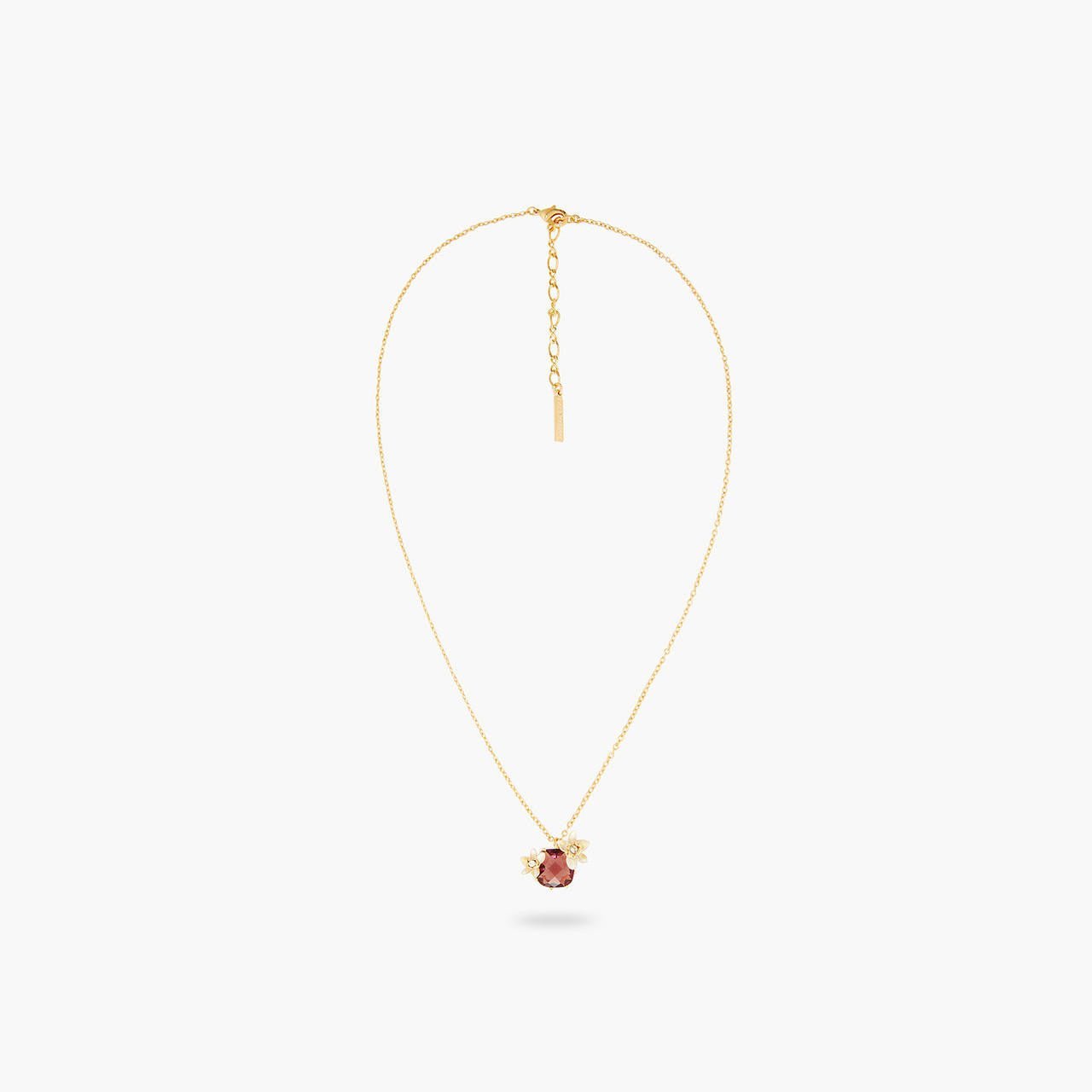 Vanilla Flowers And Faceted Crystal Pendant Necklace | AQNC3021 - Les Nereides