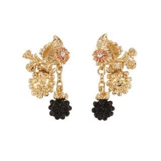 Vegetation Doree Blackberries On Branch With Buds & Leaf Earrings | AEVD107T/2 - Les Nereides