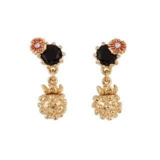 Vegetation Doree Blackberry, Black Crystal Stone & Bud Earrings | AEVD102T/2 - Les Nereides