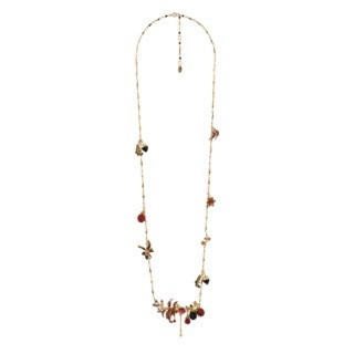 Vegetation Doree Foliage, Clematis & Blackberries With Red Crystal Stone & Multi-Elemen Necklace | AEVD3081 - Les Nereides