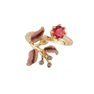 Vegetation Doree & Red Crystal Stone Rings | AEVD6041 - Les Nereides