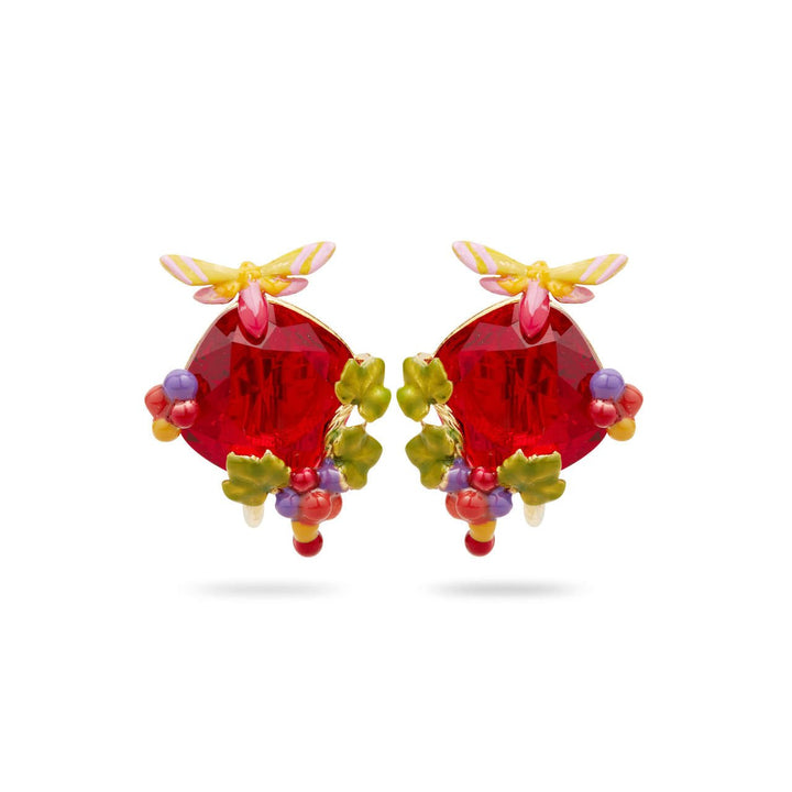 Vine Butterfly And Grapes Earrings | AQVT1041 - Les Nereides