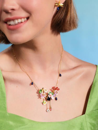 Water Garden And Lapis Lazuli Statement Necklace | AQJF3011 - Les Nereides