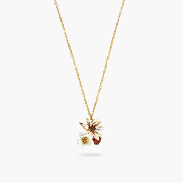 White And Gold Flowers Necklace | ASTM3051 - Les Nereides