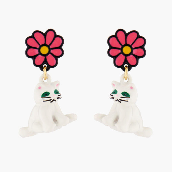 White Cat And Daisy Earrings | AMNA1011 - Les Nereides