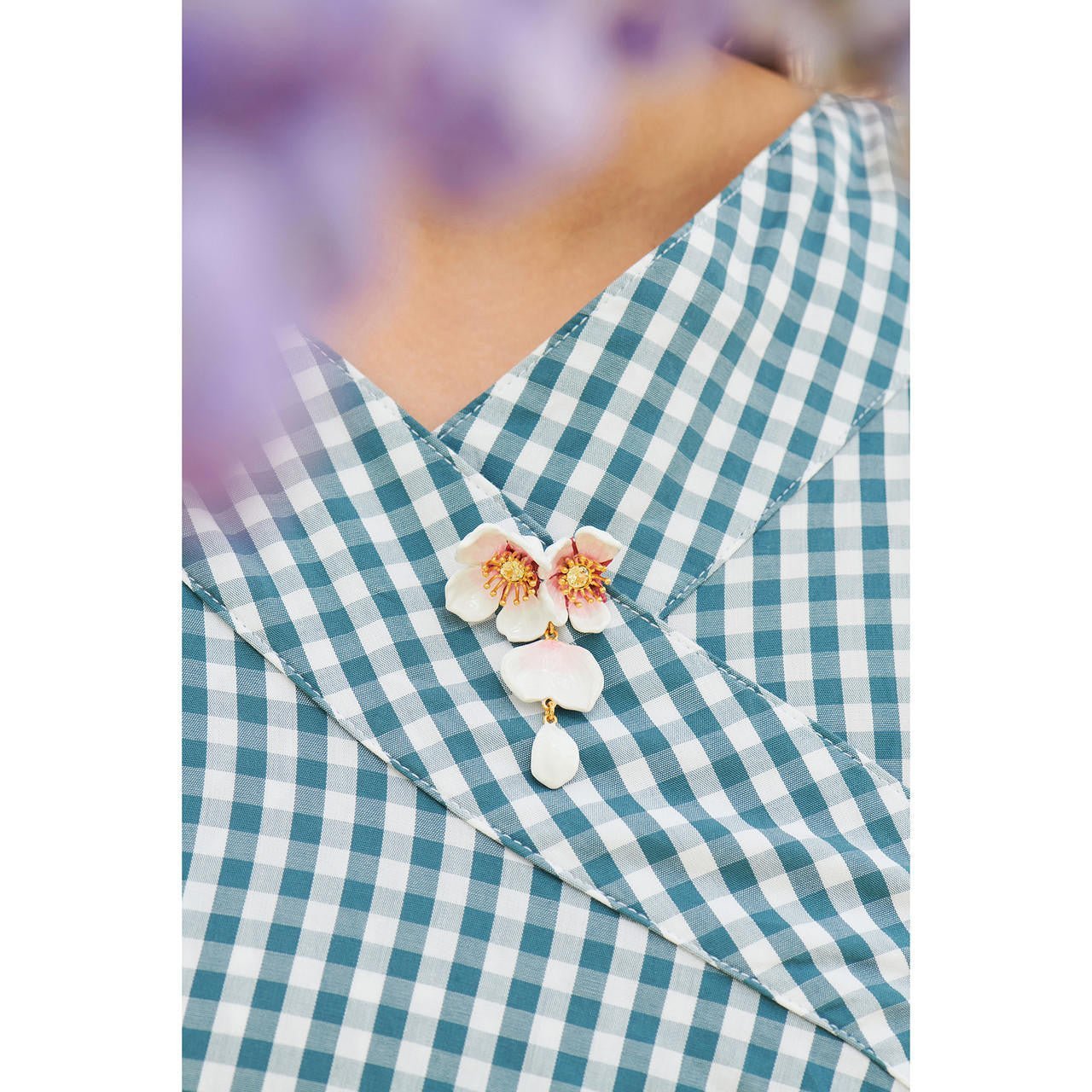 White Cherry Blossom And Petals Brooch Accessories | ANHA5021 - Les Nereides